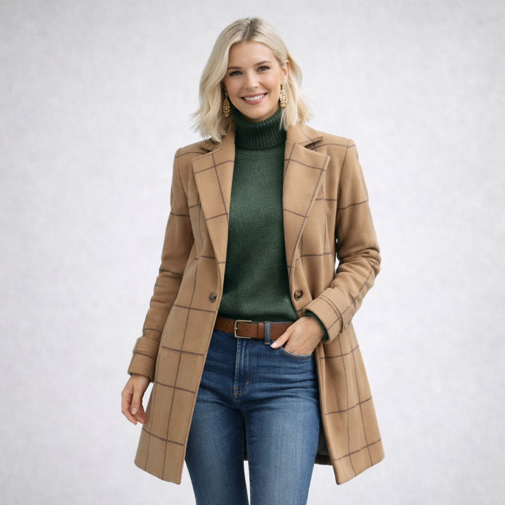 ESTELA | MANTEAU ÉLÉGANT À CARREAUX