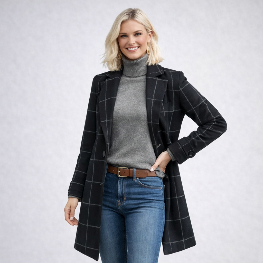 ESTELA | MANTEAU ÉLÉGANT À CARREAUX