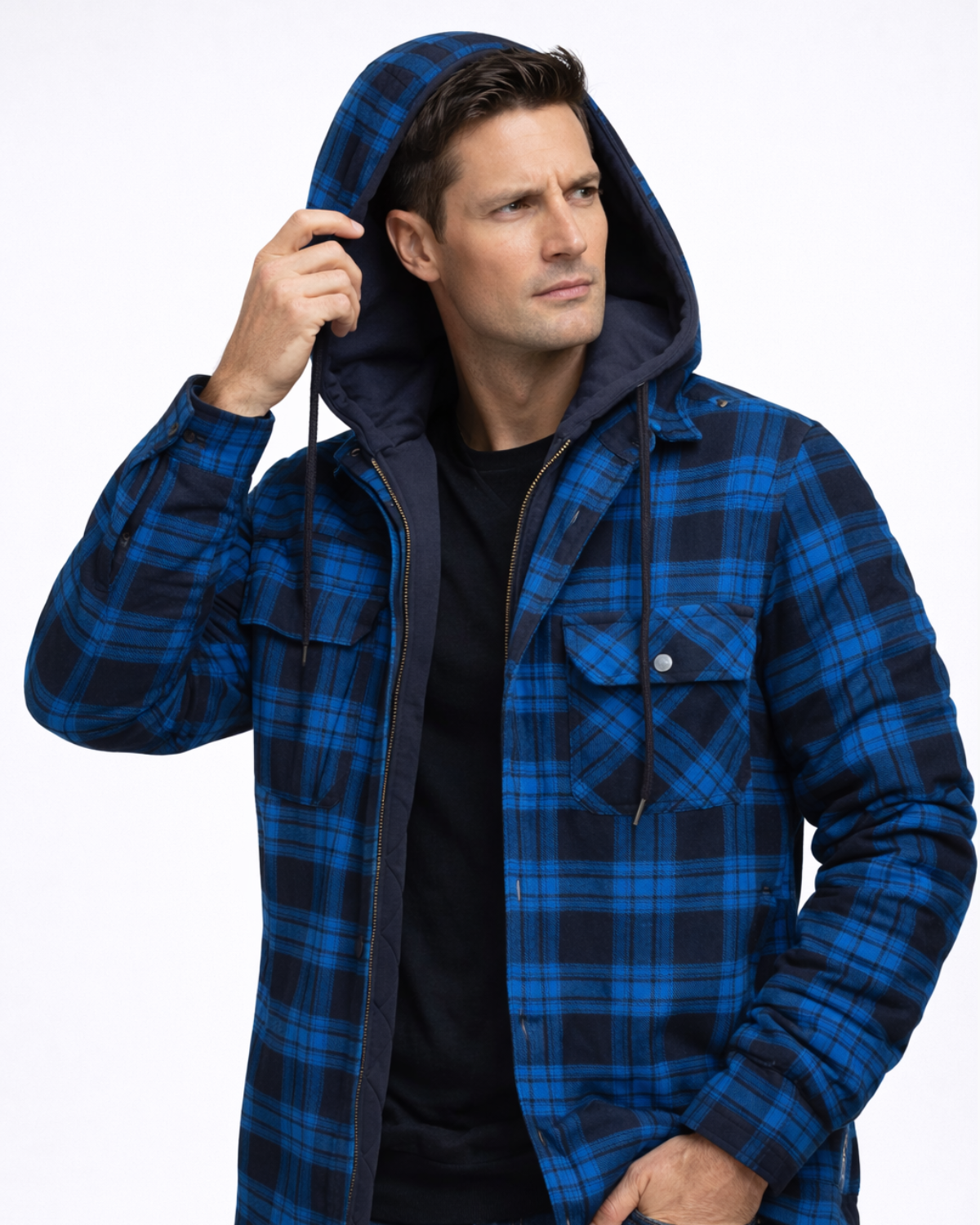 DOMINICO |  CHAQUETA DE CUADROS CON CAPUCHA