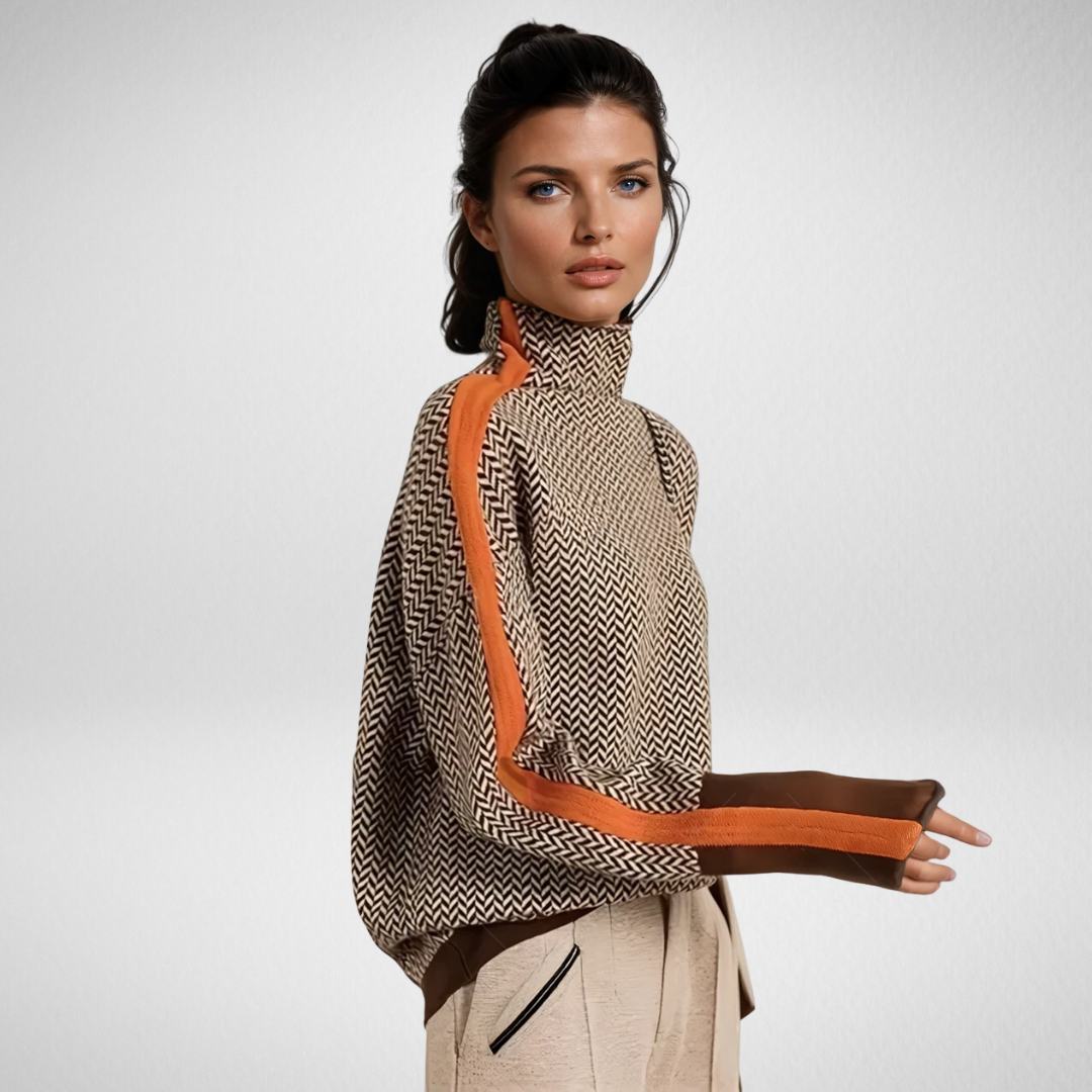 TAMARA | JERSEY DE CUELLO ALTO CON ESTAMPADO