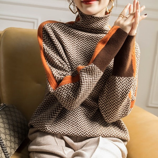 TAMARA | JERSEY DE CUELLO ALTO CON ESTAMPADO