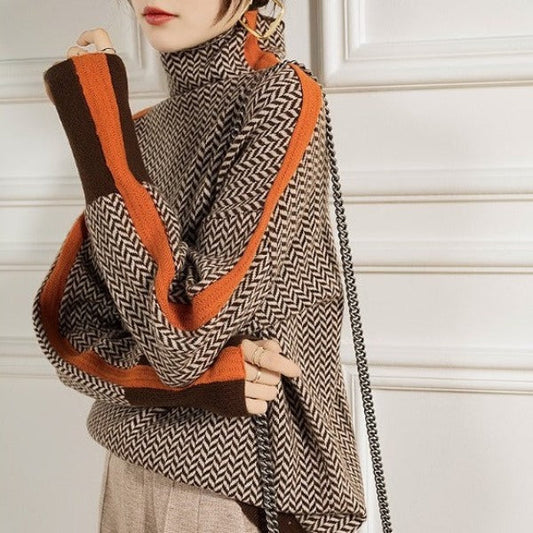 TAMARA | JERSEY DE CUELLO ALTO CON ESTAMPADO