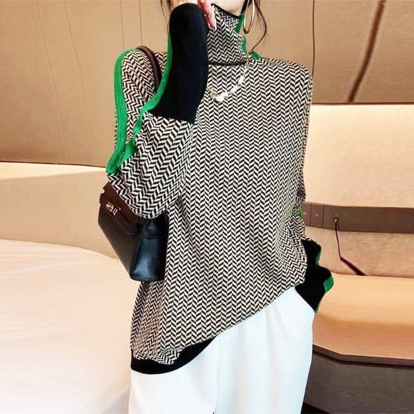 TAMARA | JERSEY DE CUELLO ALTO CON ESTAMPADO