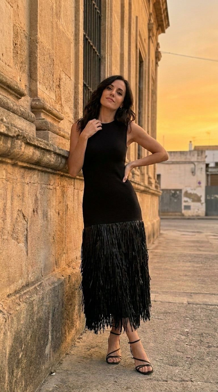 SKYLER | VESTIDO ELEGANTE DE FLECOS