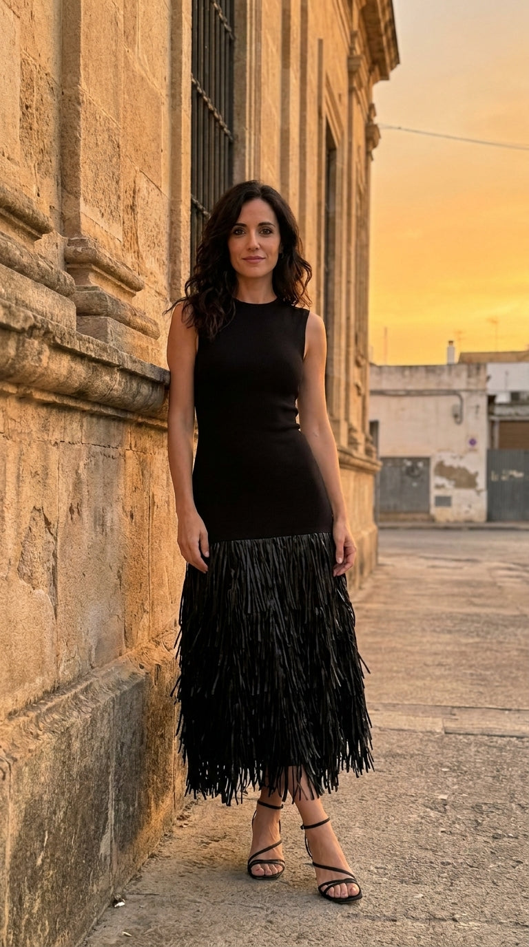SKYLER | VESTIDO ELEGANTE DE FLECOS