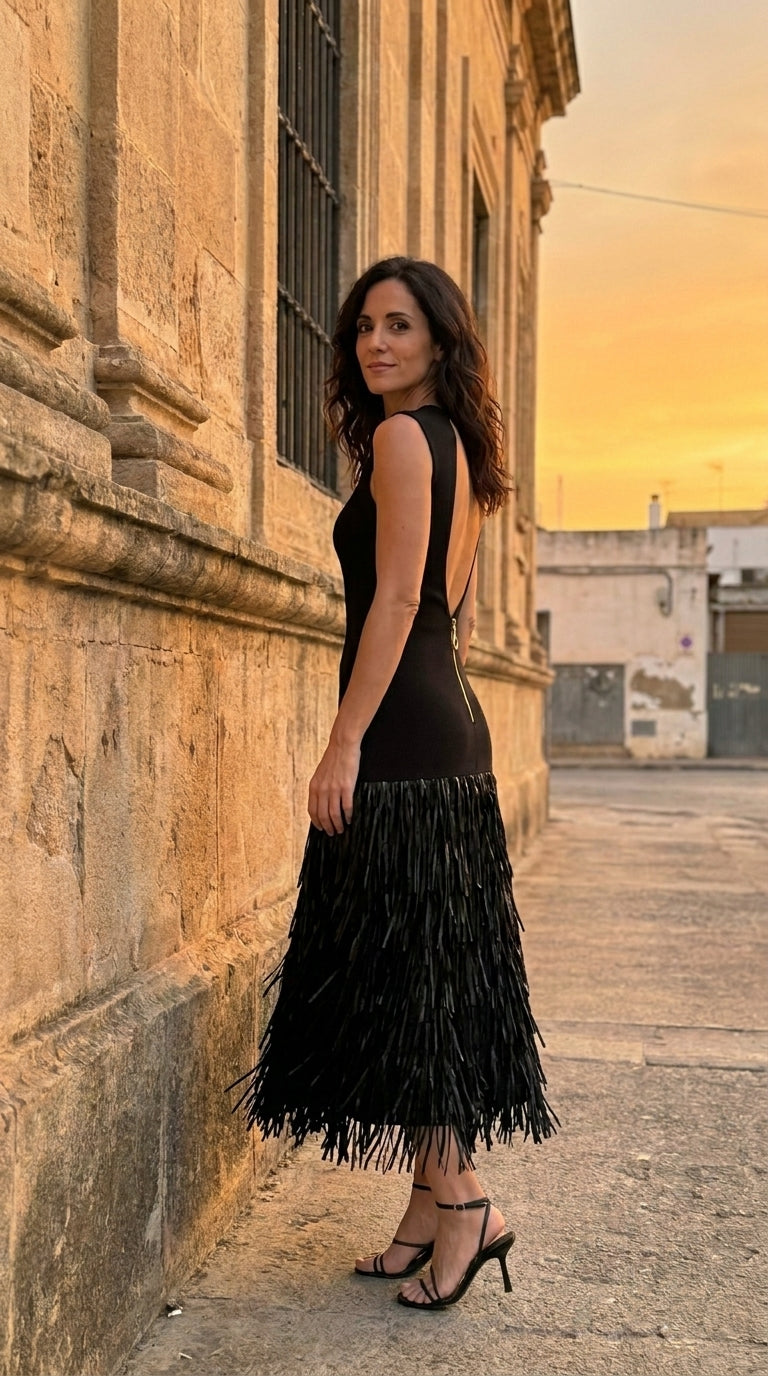 SKYLER | VESTIDO ELEGANTE DE FLECOS