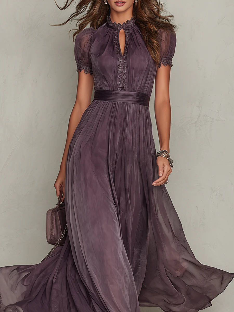 FLAVIA | VESTIDO LARGO CON ENCAJE
