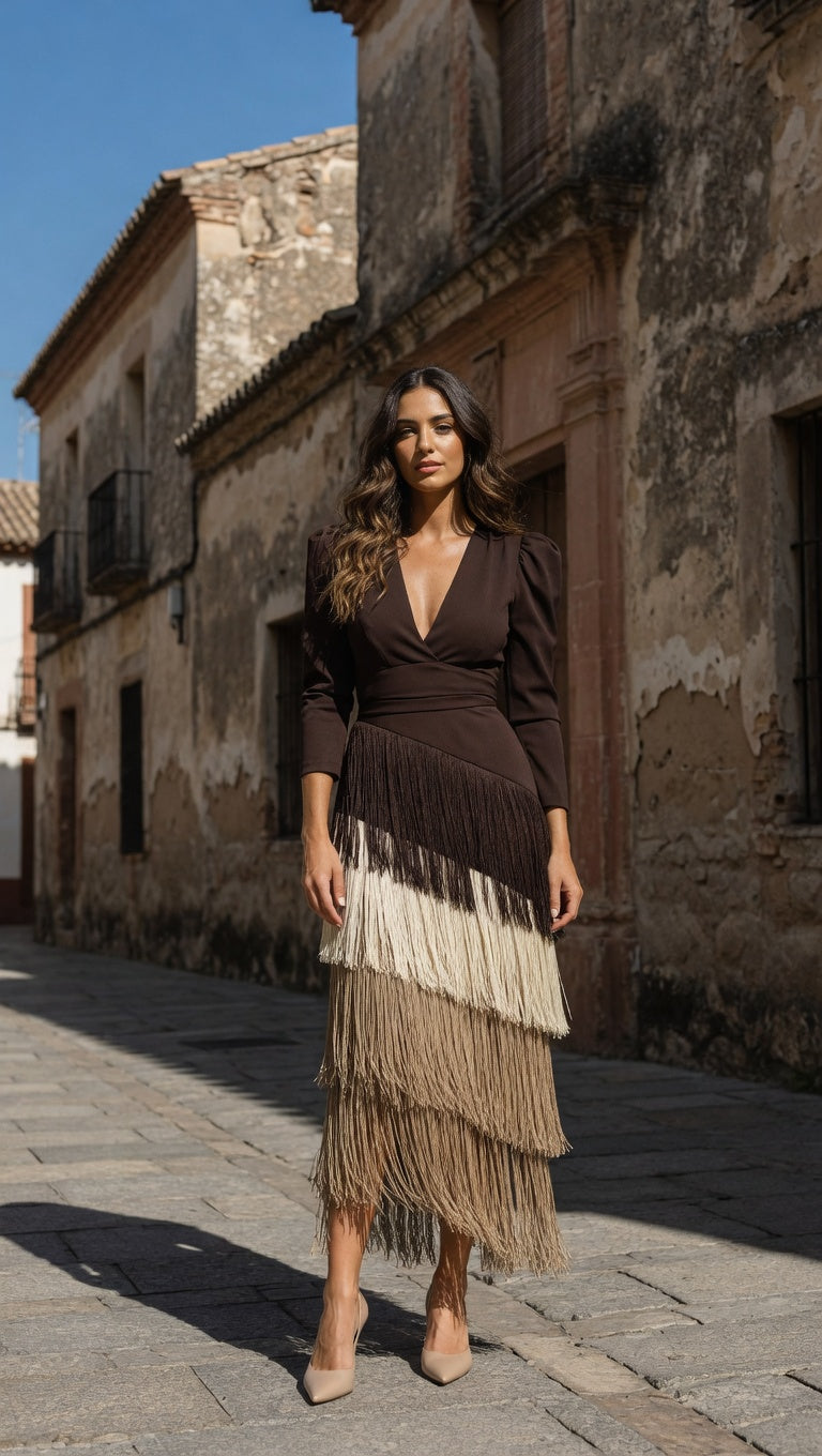 TRIANA | VESTIDO ELEGANTE CON FLECOS