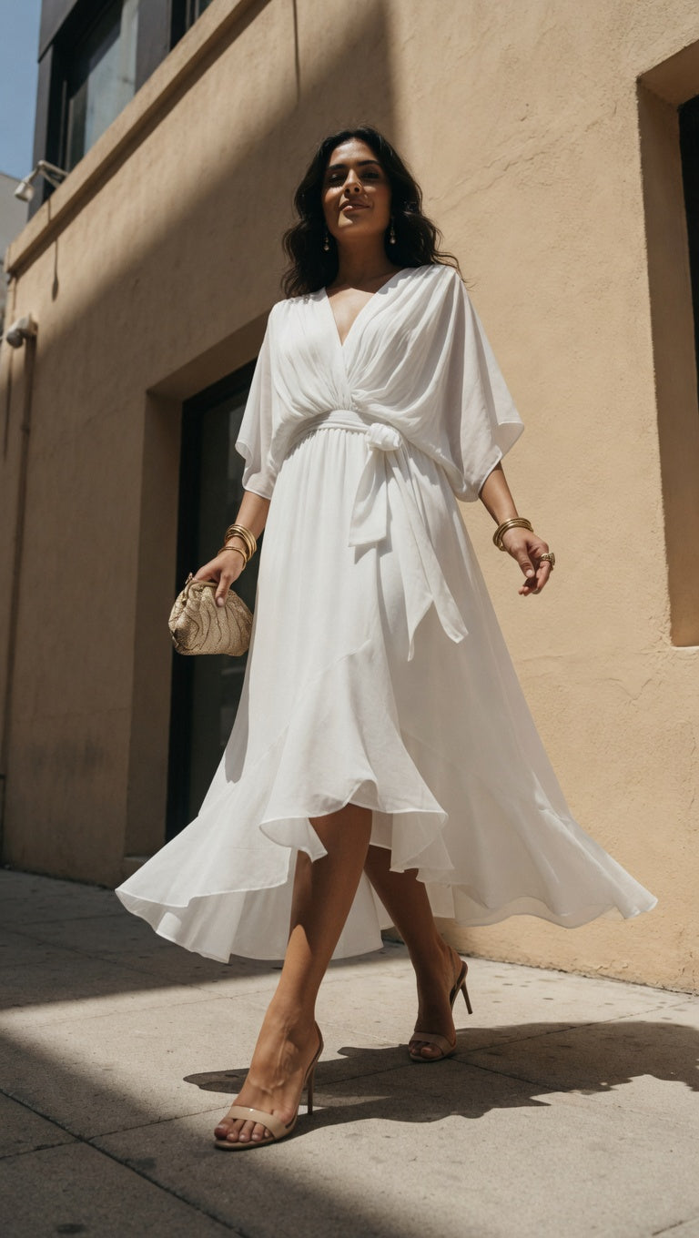 MONICA | VESTIDO DE CHIFFON CON ESCOTE EN V