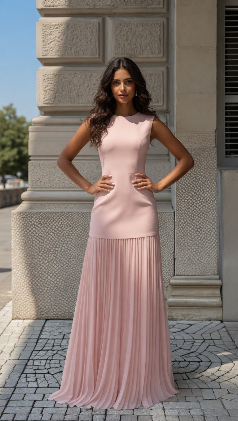 CELESTE | VESTIDO MAXI PLISADO