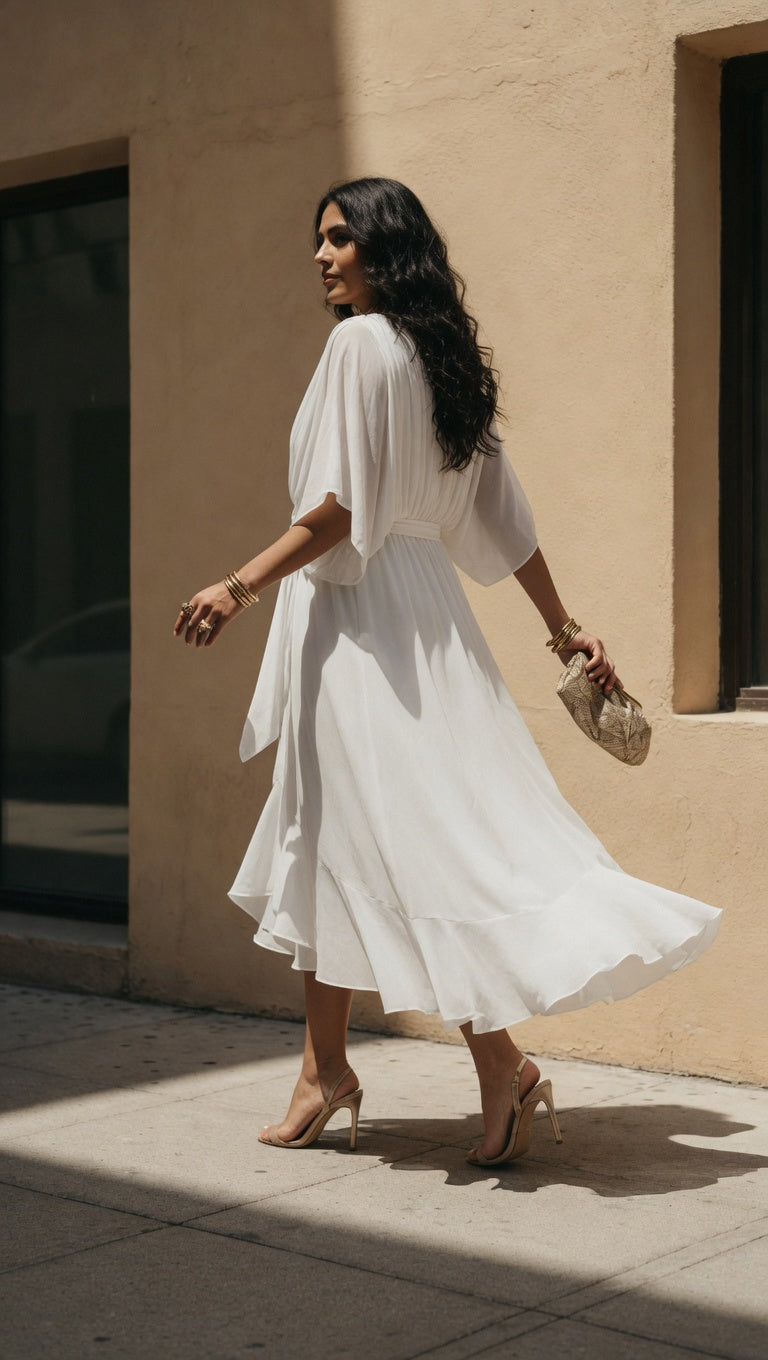 MONICA | VESTIDO DE CHIFFON CON ESCOTE EN V