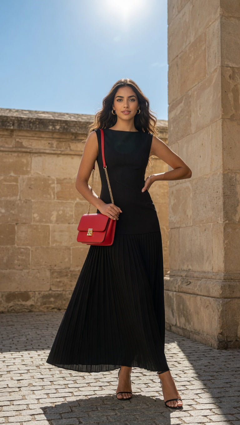 CELESTE | VESTIDO MAXI PLISADO